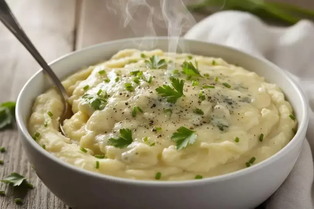Purê de Batatas com Gorgonzola - Purê de Batatas com Gorgonzola Cremoso e Fácil