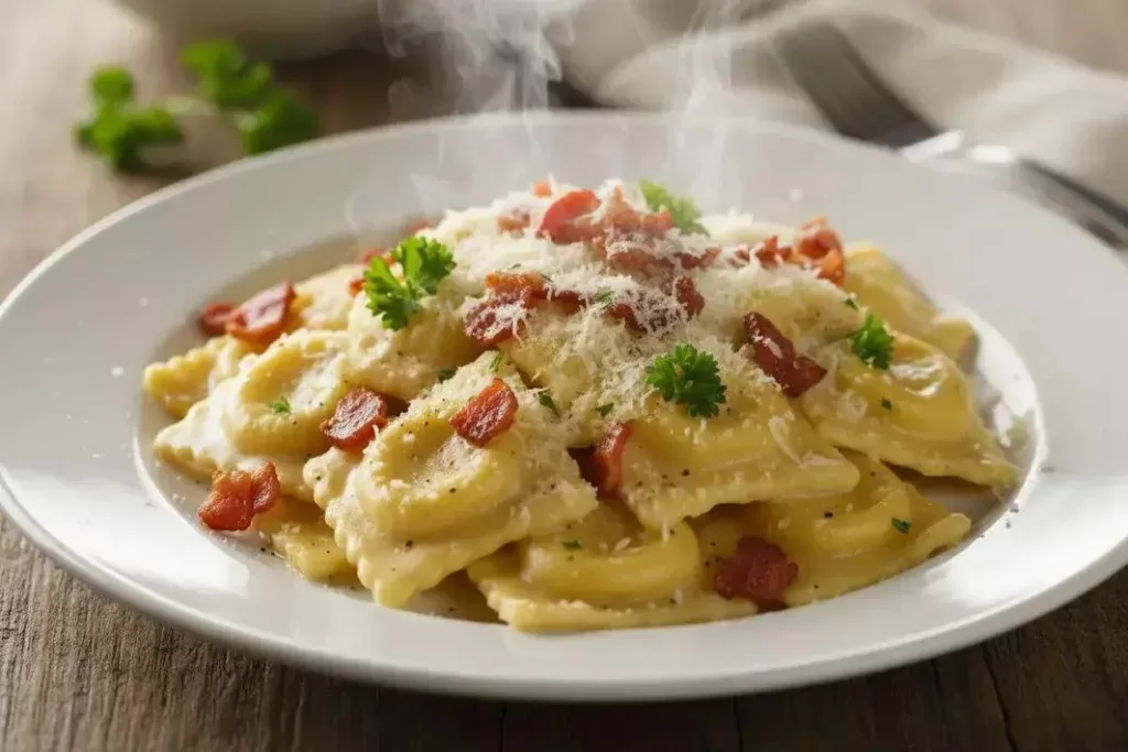 Ravioli à Carbonara - Ravioli à Carbonara Cremoso e Delicioso