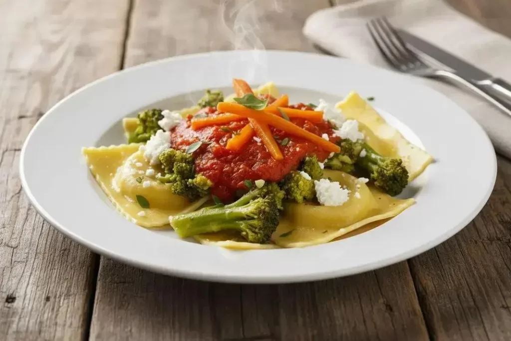 Ravioli Aberto de Brócolis - Ravioli Aberto de Brócolis Cremoso e Vegetariano