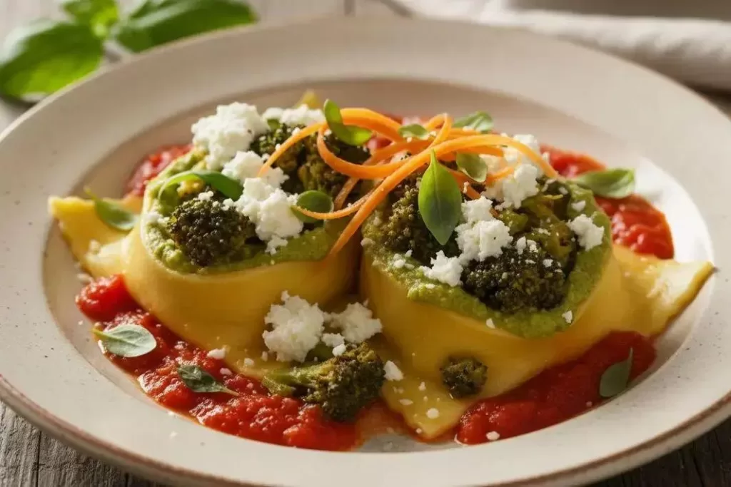 Ravióli Aberto de Brócolis - Ravióli Aberto de Brócolis Delicioso e Fácil