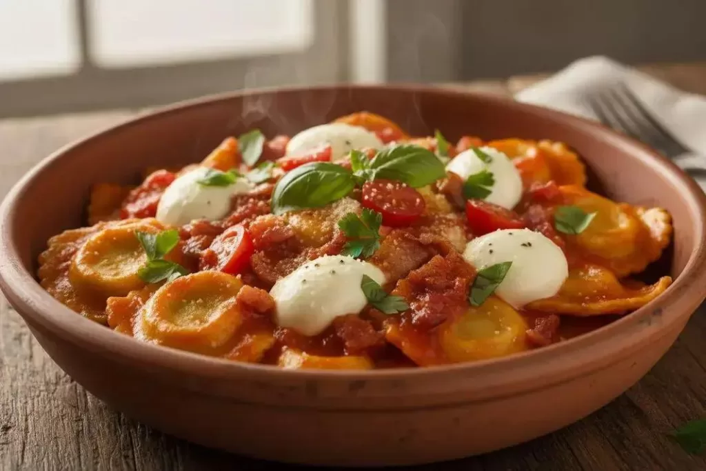 Ravioli Alla Matriciana - Ravioli Alla Matriciana Saboroso com Bacon
