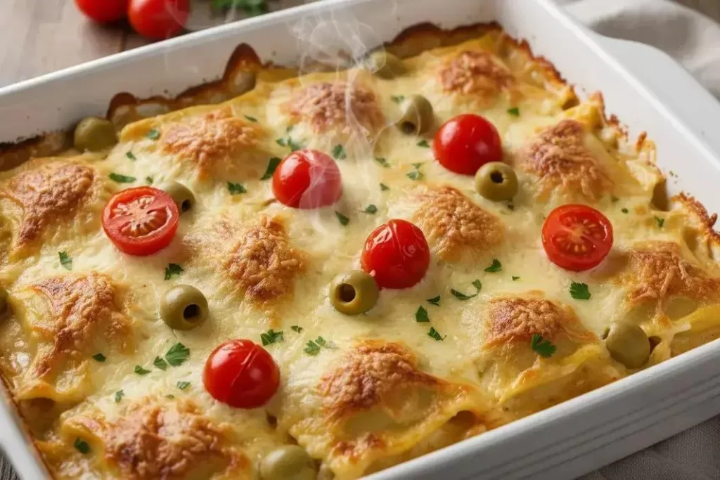Ravioli ao Creme Bechamel - Ravioli ao Creme Bechamel Cremoso e Gratinado