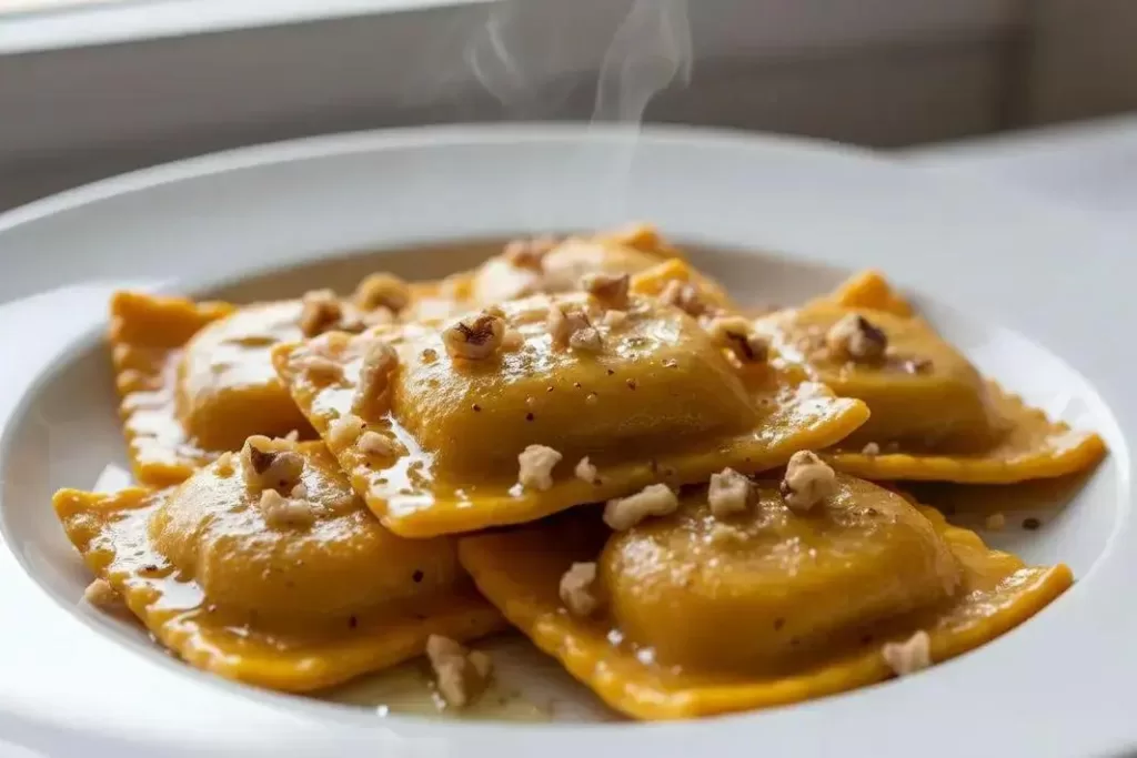 Ravioli de Abóbora Integral - Ravioli de Abóbora Integral com Nozes Crocante