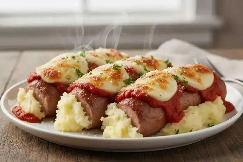 Salsicha com Purê de Batatas - Salsicha com Purê de Batatas Cremosa e Fácil