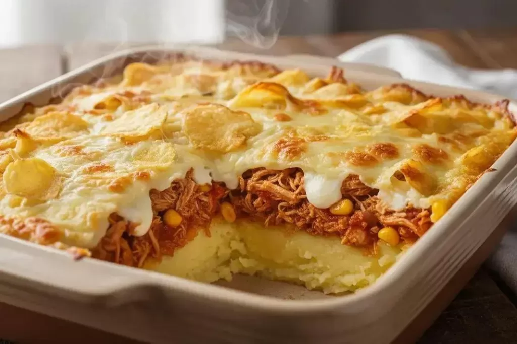 Torta de Frango com Purê de Batata - Torta de Frango com Purê de Batata Cremosa e Fácil