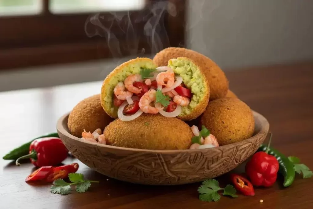 Acarajé de Milho Verde - Acarajé de Milho Verde Crocante com Camarão