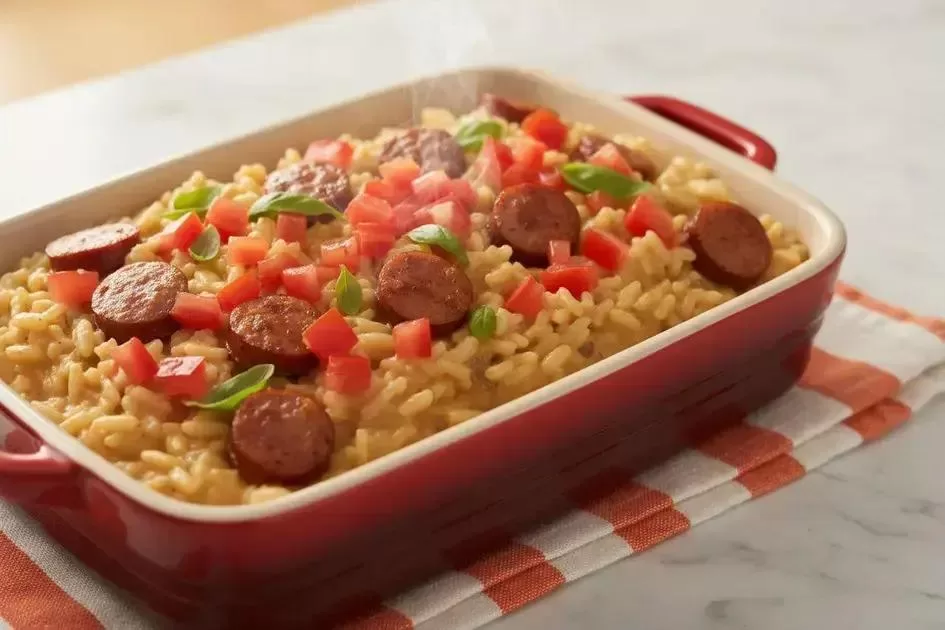 Arroz Cremoso - Arroz Cremoso Irresistível com Linguiça para 5 em 15 Min!