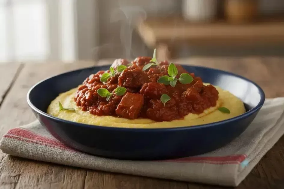 Polenta Cremosa - Polenta Cremosa com Molho de Carne em 20 Minutos Irresistível!