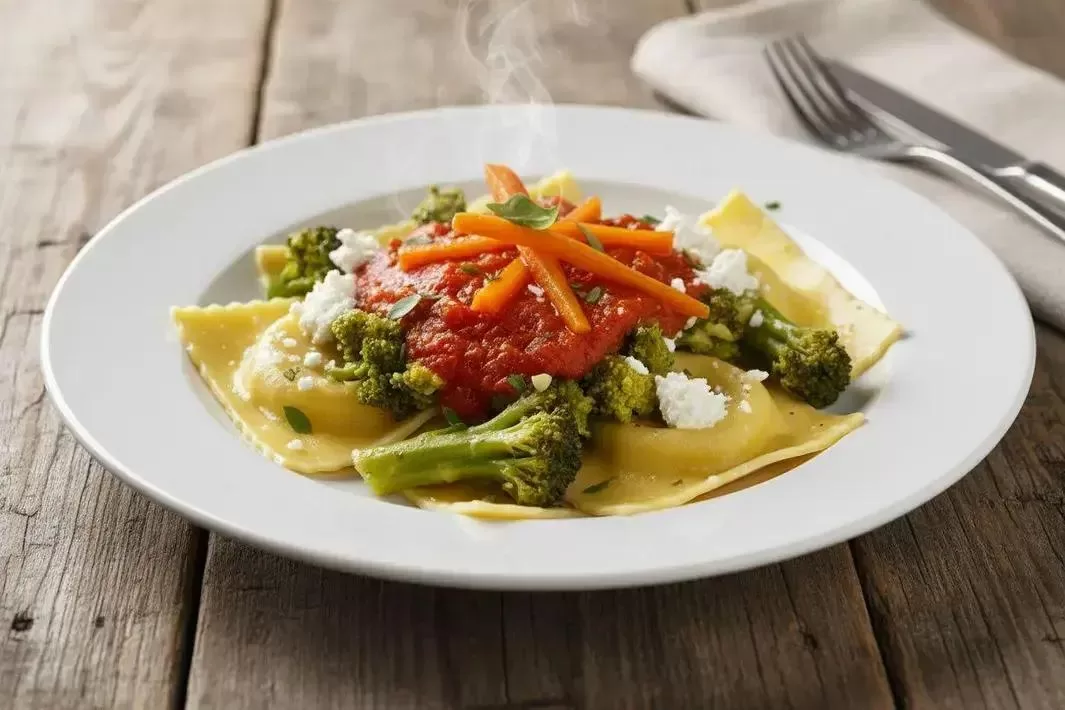 Ravioli Aberto de Brócolis - Ravioli Aberto de Brócolis Cremoso e Vegetariano