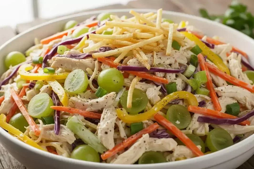 Foto de Salpicão pronto para servir - receita completa com ingredientes e modo de preparo