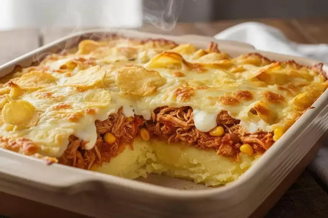 Torta de Frango com Purê de Batata - Torta de Frango com Purê de Batata Cremosa e Fácil