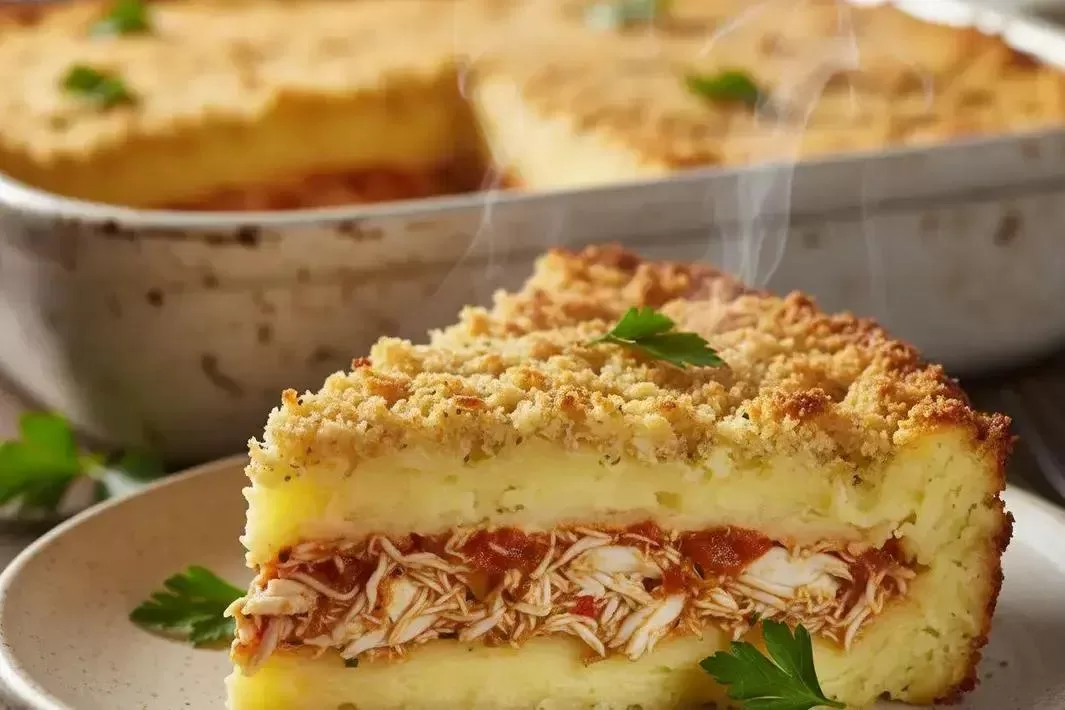 Torta de Siri com Purê de Batatas - Torta de Siri com Purê de Batatas Cremosa e Gratinada