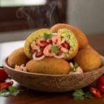 Acarajé de Milho Verde - Acarajé de Milho Verde Crocante com Camarão