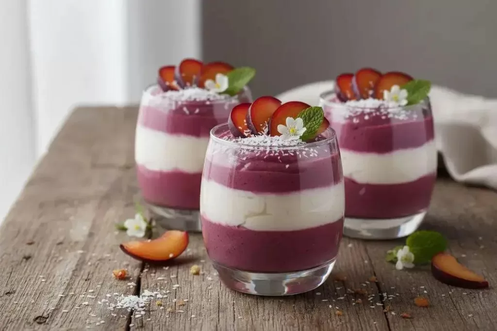 Mousse de Ameixa e Coco - Mousse de Ameixa e Coco Cremosa e Fácil